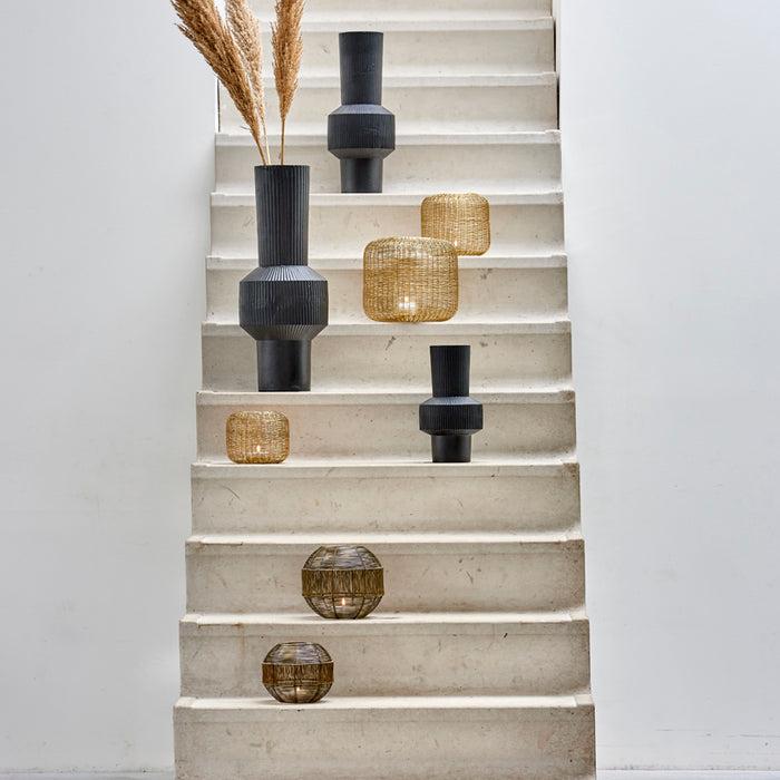 Light & Living Light&living Vaas deco Ø20x46 cm BENZO mat zwart