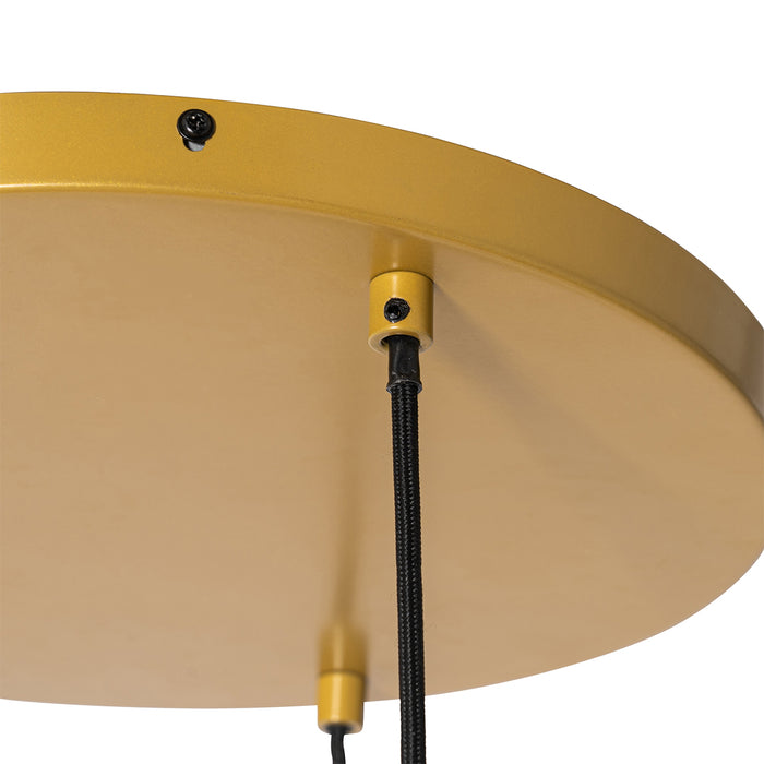 QAZQA Hanglamp goud amber glas rond 3-lichts - Kevin