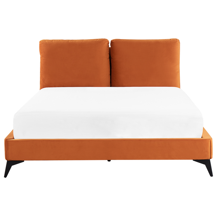Beliani - MELLE - Tweepersoonsbed - Oranje - 140 x 200 cm - Fluweel