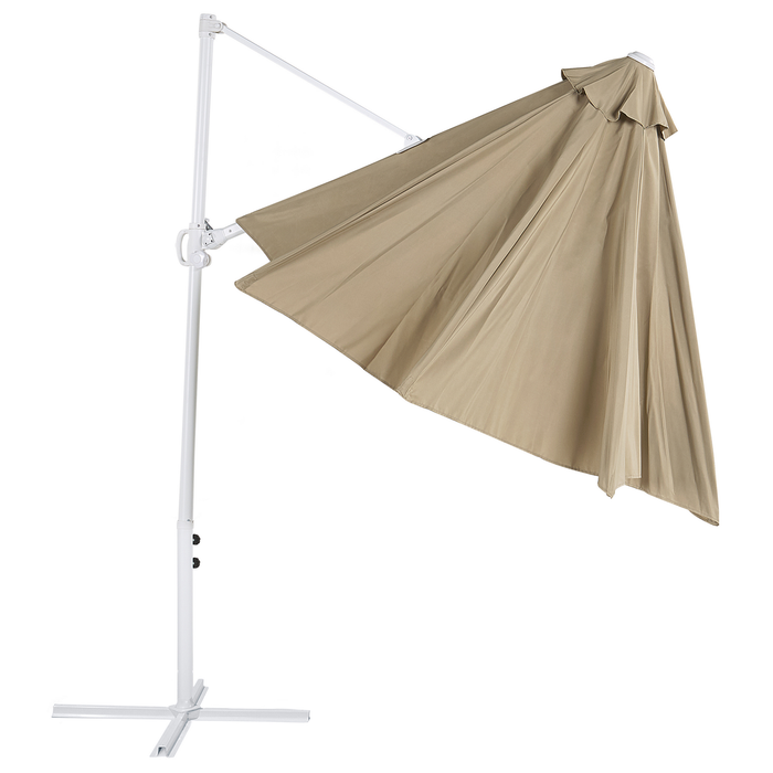 Beliani - SAVONA II - Zweefparasol - Taupe|Wit - Polyester