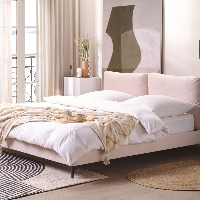 Beliani-MELLE -Tweepersoonsbed-Pastelroze-180 x 200 cm-Fluweel