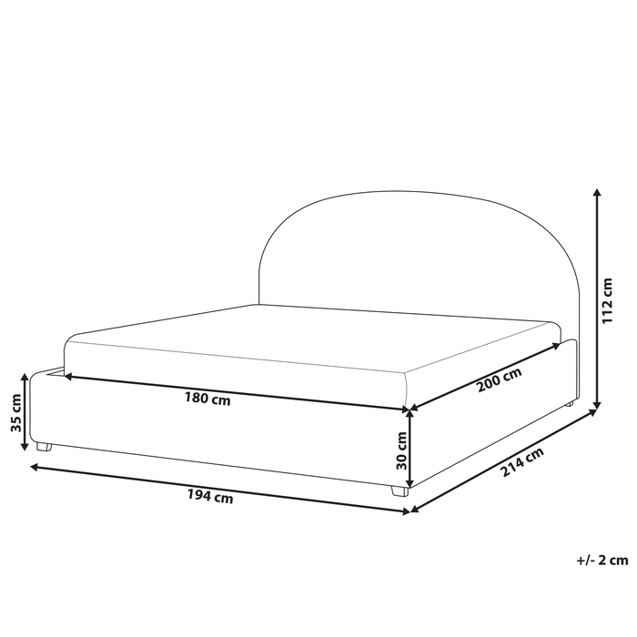 Beliani-VAUCLUSE -Tweepersoonsbed-Beige-180 x 200 cm-Polyester