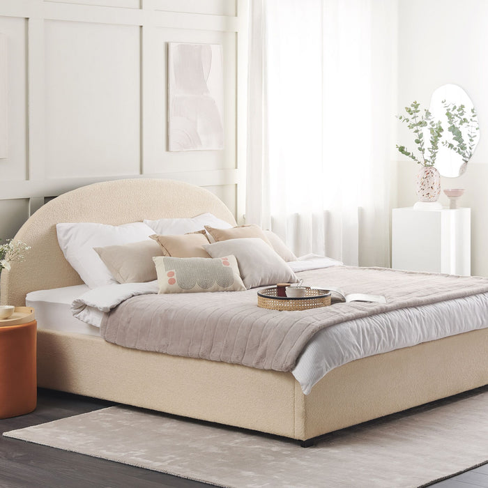 Beliani-VAUCLUSE -Tweepersoonsbed-Beige-180 x 200 cm-Polyester