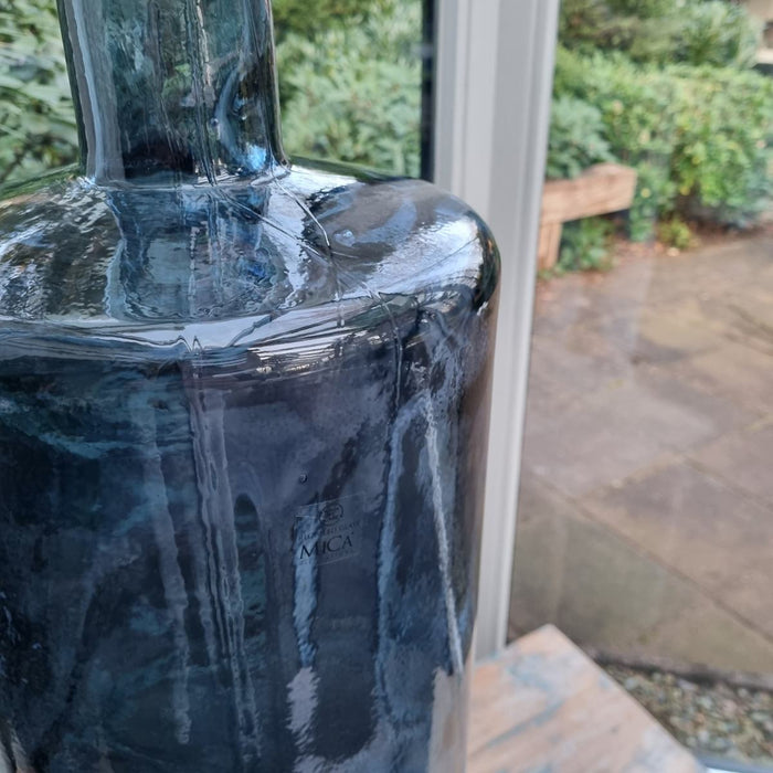 Mica Decorations Guan Glazen Fles - H75 x Ø25 cm - Blauw