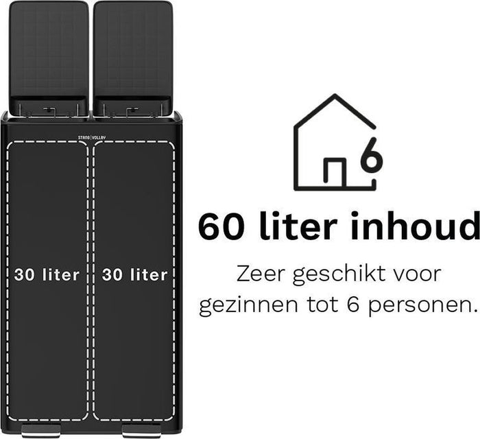 StangVollby Edsbyn pedaalemmer - 60 Liter - 2 vakken - Zwart