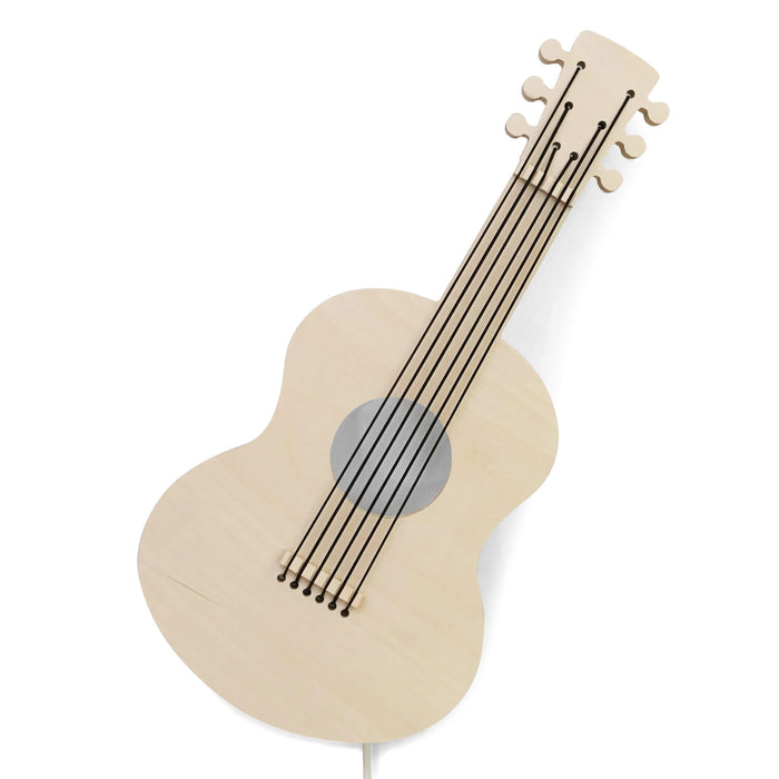 Houten wandlamp kinderkamer | Gitaar - blank