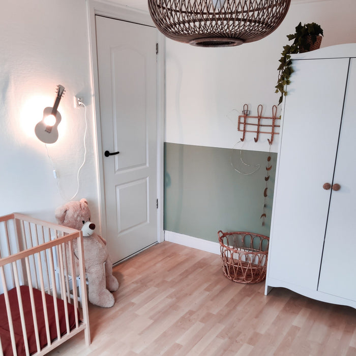 Houten wandlamp kinderkamer | Gitaar - blank