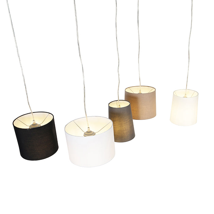 QAZQA Landelijke hanglamp staal 5-lichts - Hermina