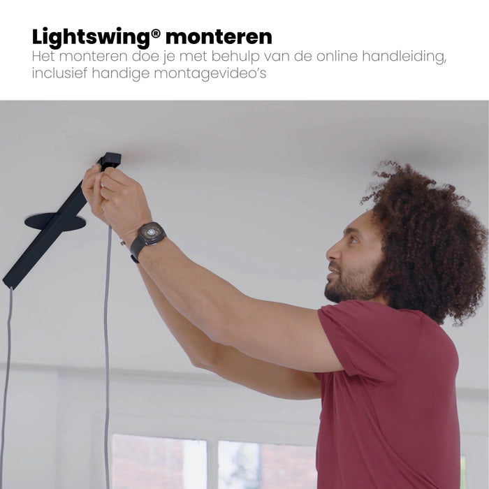 Lightswing® - Single Ophangsysteem voor één Hanglamp - Mat zwart 90cm