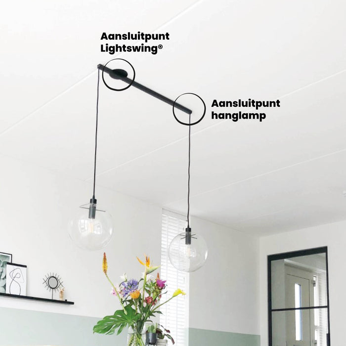 Lightswing® Twin Ophangsysteem voor twee Hanglampen - Mat zwart 90cm