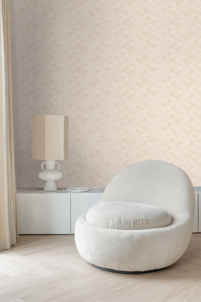 ESTAhome behang getekende bladeren zand beige en licht terracotta - 0.