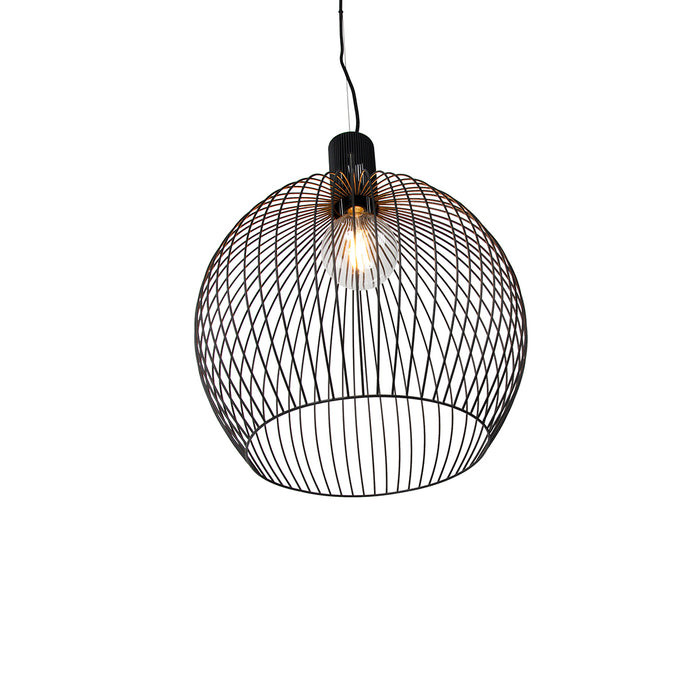 QAZQA Smart ronde hanglamp zwart 50 cm incl. Wifi G95 - Dos