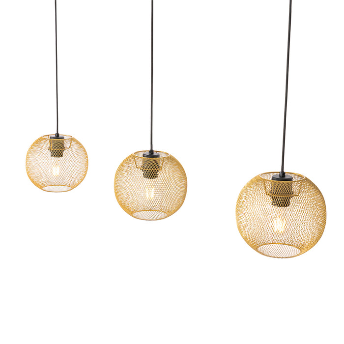 QAZQA Industriële hanglamp goud 3-lichts - Flor
