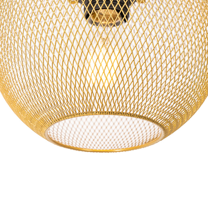 QAZQA Industriële hanglamp goud 3-lichts - Flor