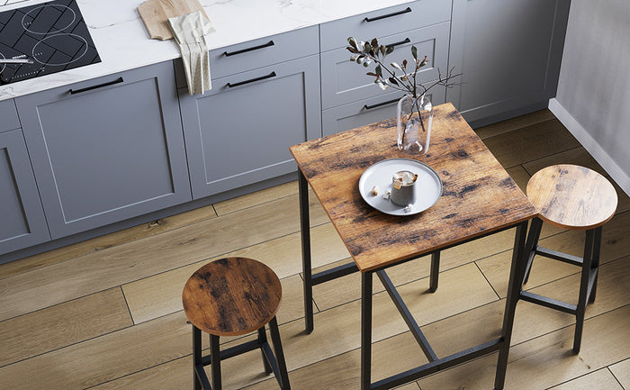 Bartafel, Hoge Keukentafel, Industriële Stijl, Vintage Bruin|Zwart