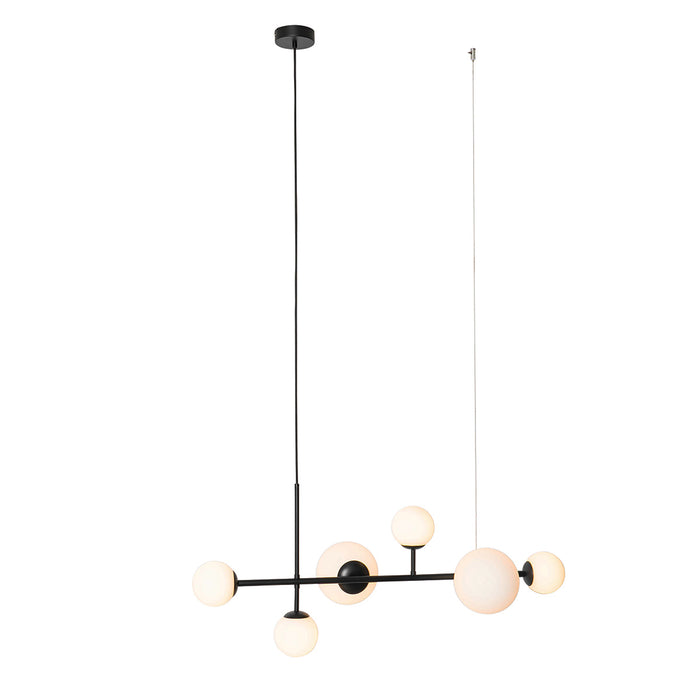QAZQA Moderne hanglamp zwart met mat glas 6-lichts - Monaco