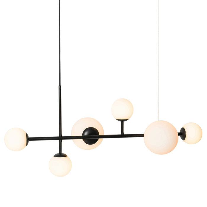 QAZQA Moderne hanglamp zwart met mat glas 6-lichts - Monaco