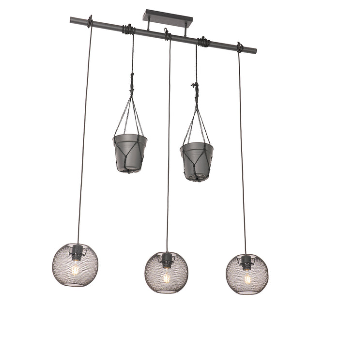QAZQA Industriële hanglamp zwart 3-lichts - Flor