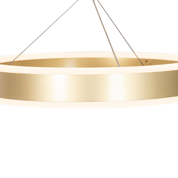 QAZQA Hanglamp messing rond incl. LED 3-staps dimbaar 3-lichts -
