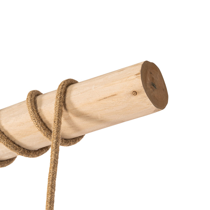 QAZQA Landelijke hanglamp zwart met hout 3-lichts - Yura