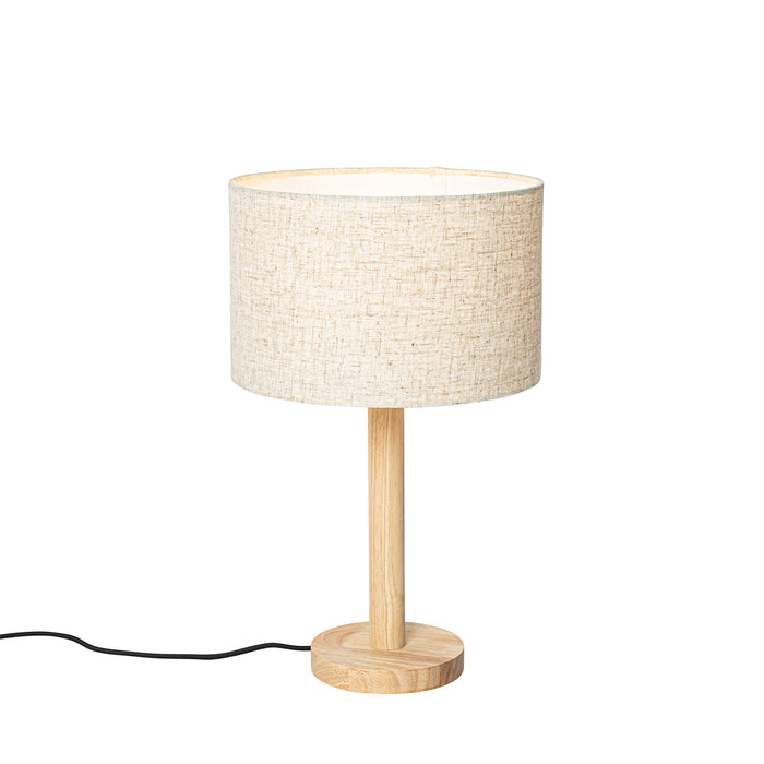 QAZQA Landelijke tafellamp hout met linnen kap beige 25 cm - Mels