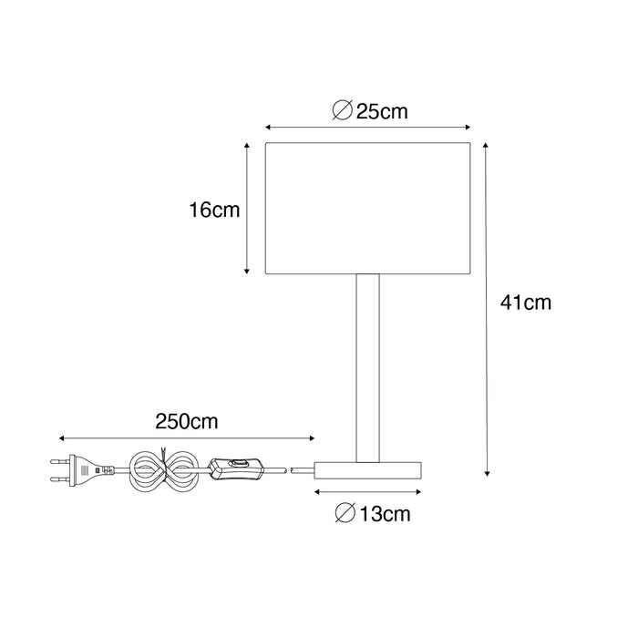 QAZQA Landelijke tafellamp hout met linnen kap beige 25 cm - Mels