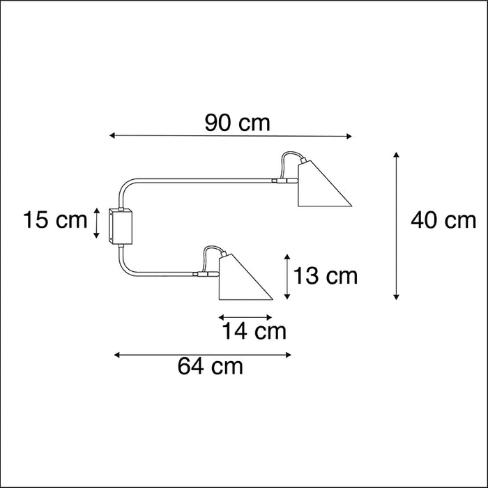 QAZQA Smart wandlamp zwart 2-lichts verstelbaar incl. Wifi A60 - Lune
