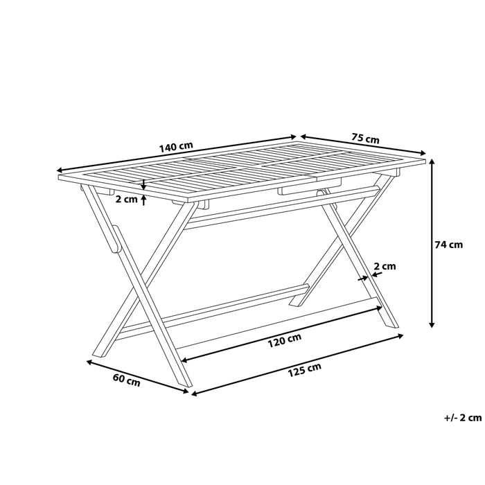 Beliani-CENTO -Tuintafel-Donkere houtkleur-140 x 75 cm-Acaciahout