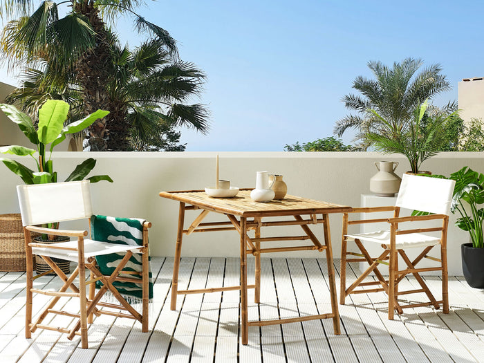 Beliani-MOLISE -Tuintafel-Lichte houtkleur-69 x 120 cm-Bamboehout