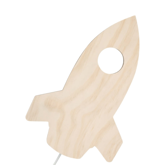 Houten wandlamp kinderkamer | Raket - blank
