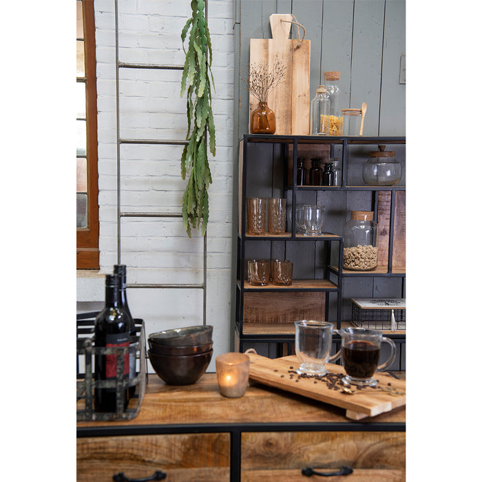 Clayre & Eef Theelichthouder  Ø 8x9 cm Bruin Glas Waxinelichthouder