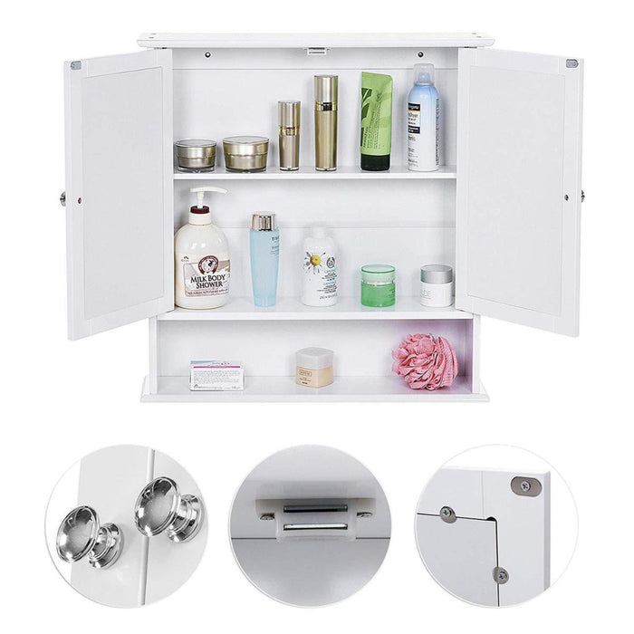 Badkamerkast met twee spiegels - 56x13x58 cm - wit