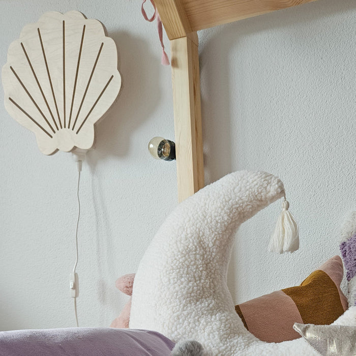 Houten wandlamp kinderkamer | Schelp - blank