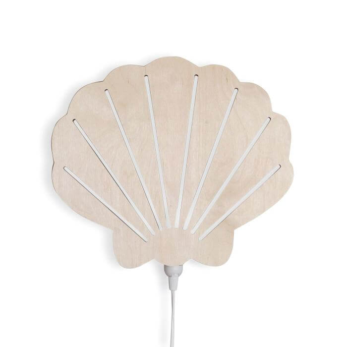 Houten wandlamp kinderkamer | Schelp - blank
