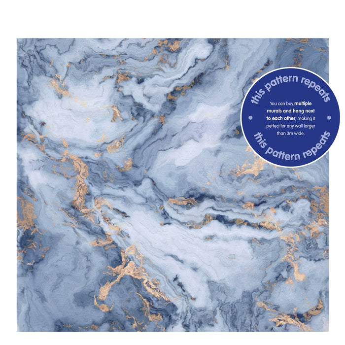 Art for the Home - Fotobehang - Precious Stone - Blauw & Goud -