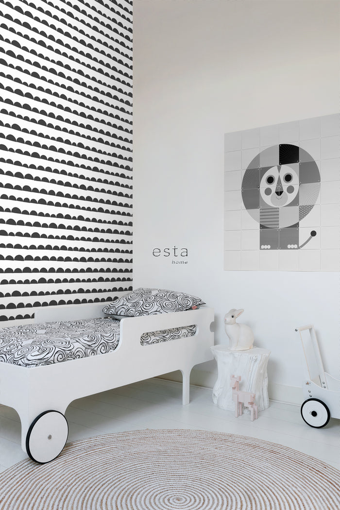 ESTAhome behang grafisch motief zwart wit - 0,53 x 10,05 m - 139268