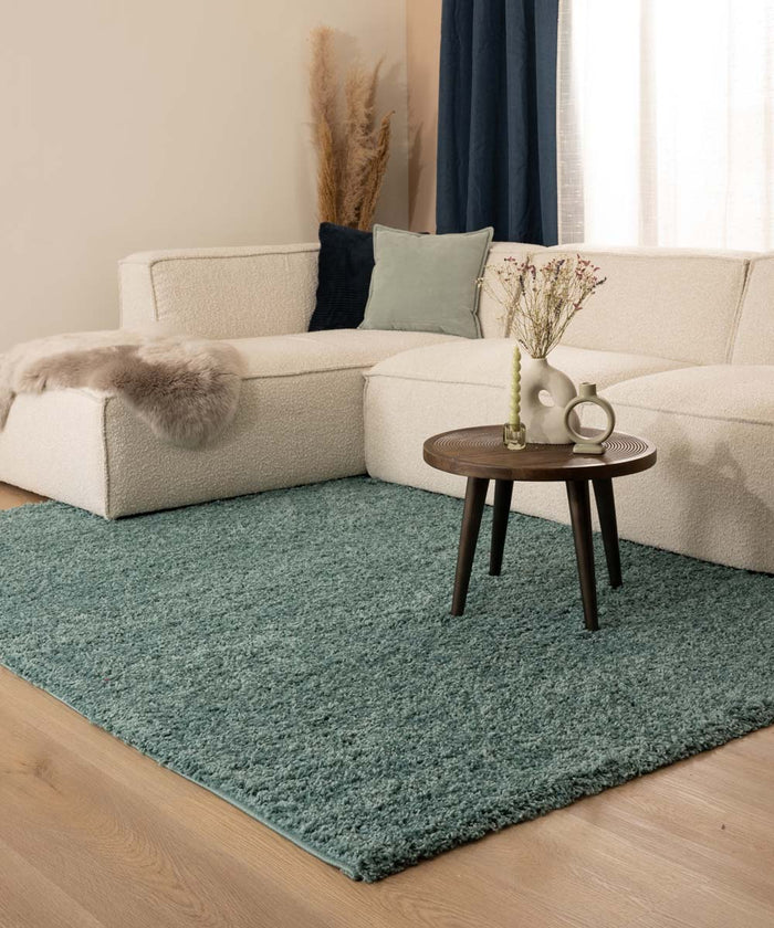 Tapeso Hoogpolig vloerkleed shaggy Trend effen - lichtblauw - 80x150