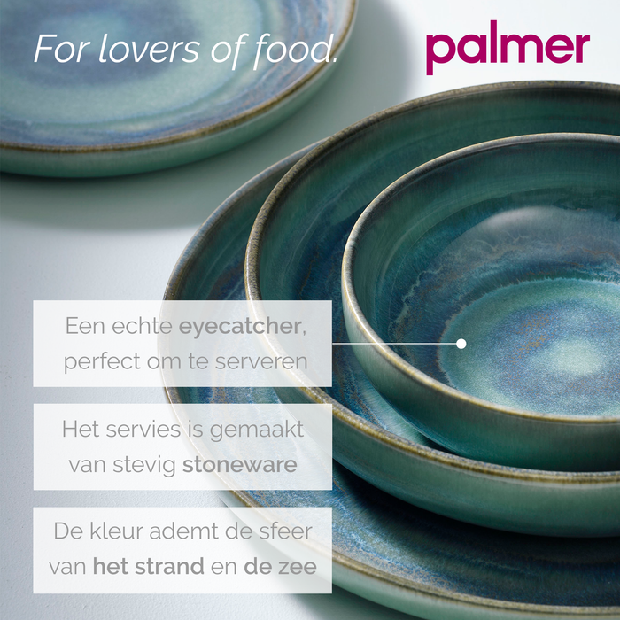 Palmer Schaal Miami 16 cm 51 cl Groen Stoneware 2 stuks