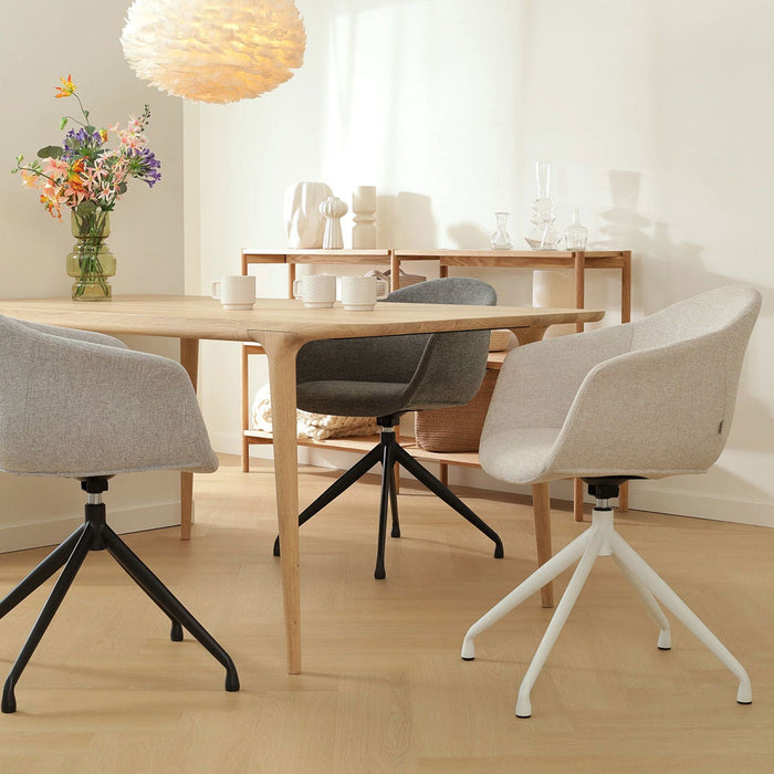 Nolon Nola-Otis Eetkamerstoel Beige - Draaibaar Wit Onderstel