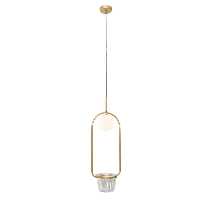 QAZQA Art deco hanglamp goud met wit glas - Isabella