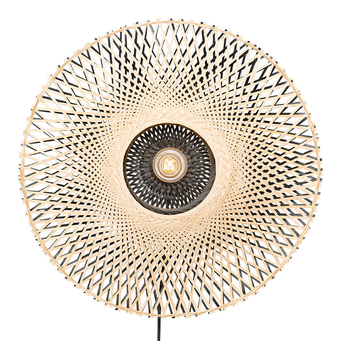 QAZQA Oosterse wandlamp bamboe 50 cm met stekker - Rina