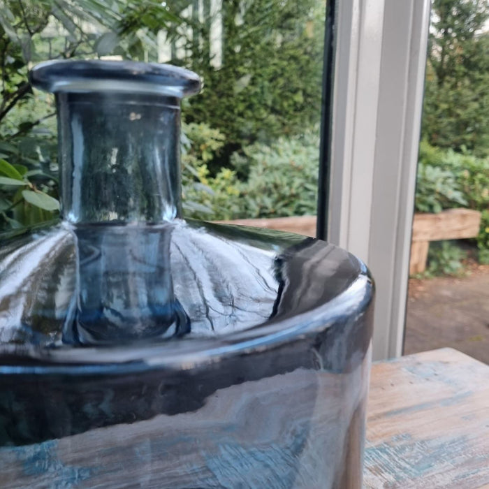 Mica Decorations Guan Glazen Fles - H26 x Ø21 cm - Blauw