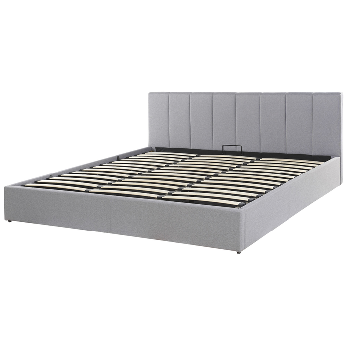Beliani-DREUX -Bed met opbergruimte-Lichtgrijs-180 x 200 cm-Polyester
