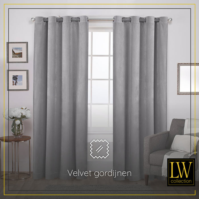 LW Collection Kant en klaar gordijnen grijs 290x245cm