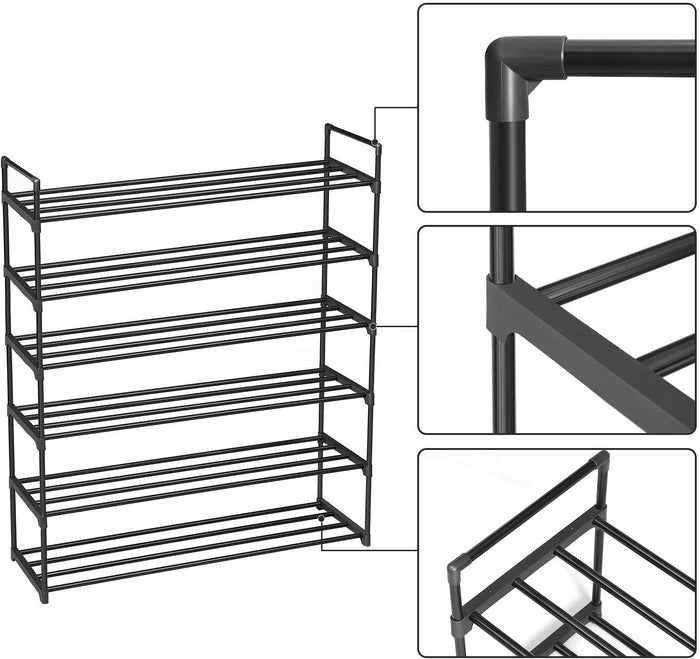 Schoenenrek - stapelbaar - 92x113x30 cm - zwart