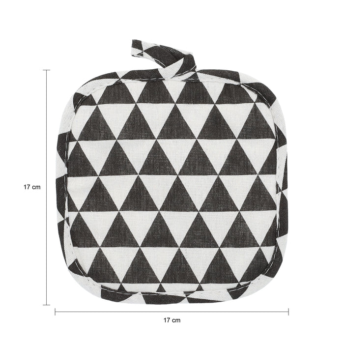Krumble Pannenlap Driehoek patroon - Katoen - Zwart met wit