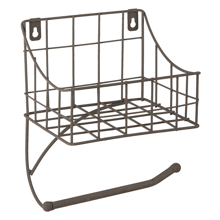 Clayre & Eef WC Rol houder  16x13x20 cm Zwart Ijzer Toiletrolhouder