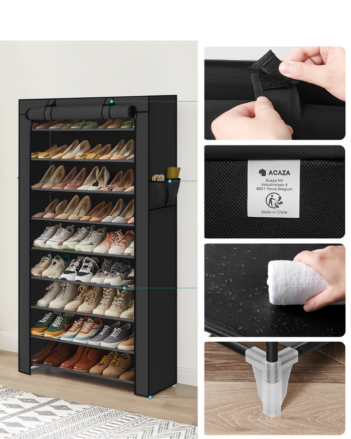 Schoenenrek - 40 paar schoenen - 88x160x28 cm - zwart