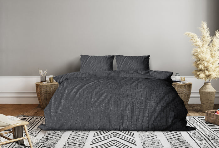 Eleganzzz Dekbedovertrek Micro Mink Crocodile - anthracite