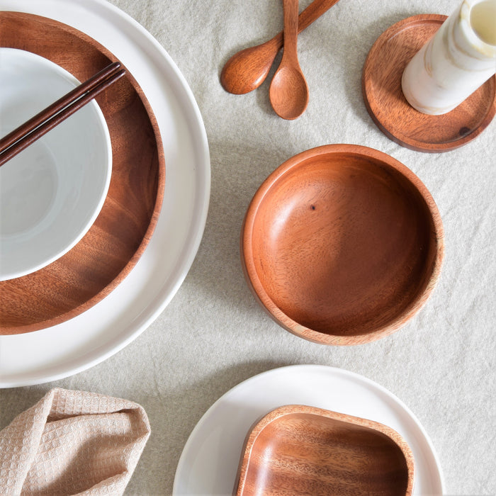 Khaya houten onderzetters Ø 9 cm - set van 4